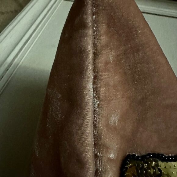 Bow & Drape NY gold sequin bead embellished pink velvet clutch pouch NWOT - Picture 8 of 11
